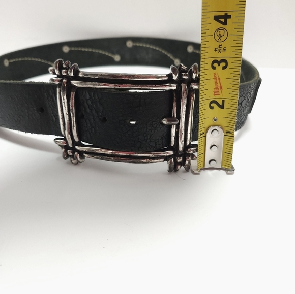 Brave Belt Works Y2k Belt Buckle And Belt Black Unisex Distressed Made In ITALY - Picture 8 of 8